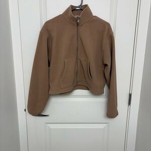 TNA Taupe Fleece Zip-Up Jacket size S